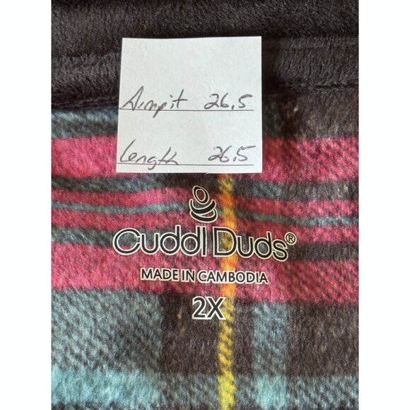 Cuddl Duds Women’s 2X Plaid Red Blue Plaid Plush Pj Top Loungewear Cozy Winter - Picture 2 of 10